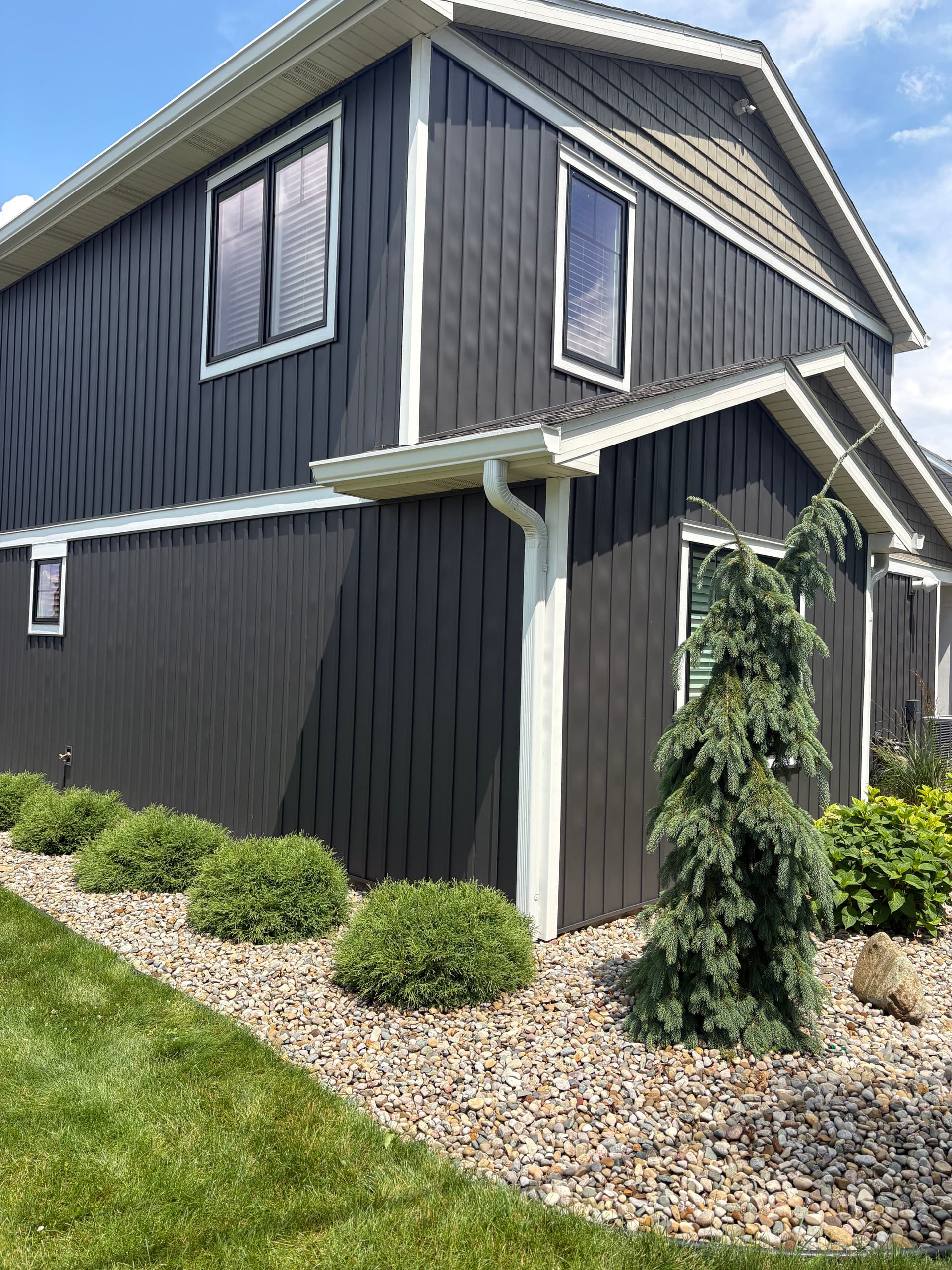 Gallery photos for Dark Board and Batten Siding and Gutter Install on a Lakefront Home: Image #2